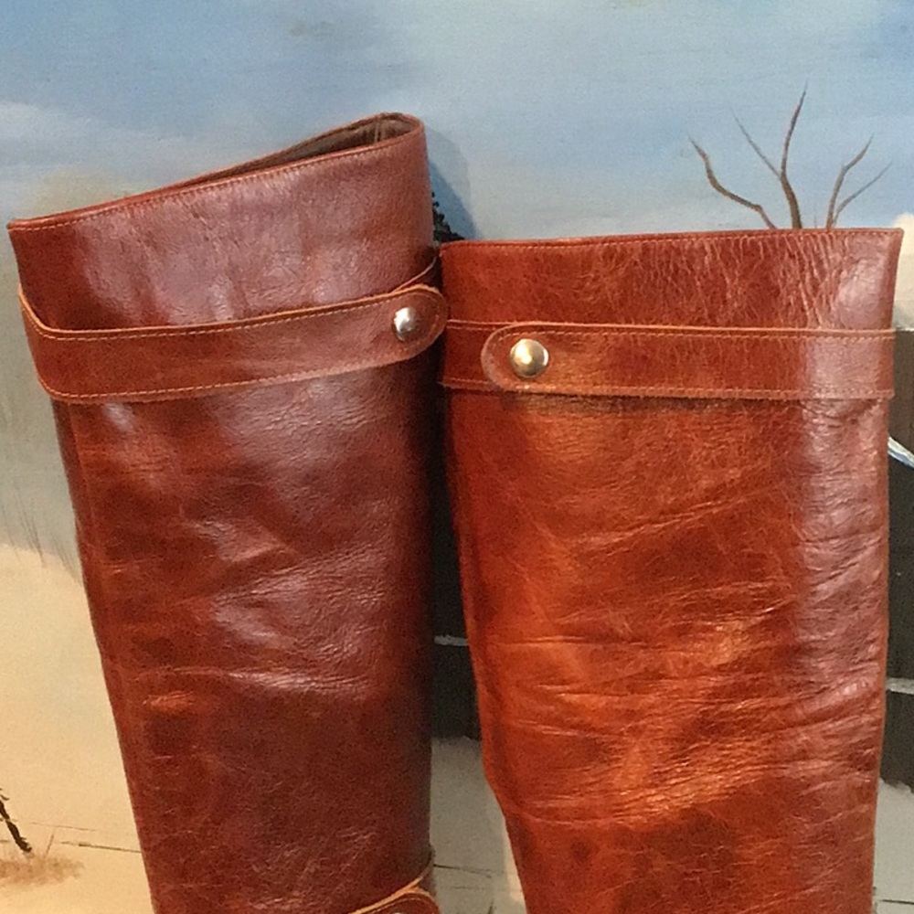 VINTAGE RUST LEATHER BOOTS.SZ 8 - Picture 7 of 14